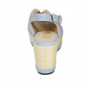 Sandale pour femmes en daim bleu clair avec goujons et talon compensé 7 - Pointures disponibles:  43, 44