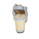 Sandale pour femmes en daim bleu clair avec goujons et talon compensé 7 - Pointures disponibles:  43
