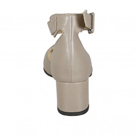 Zapato abierto para mujer con punta redonda y cinturon en piel gris tacon 5 - Tallas disponibles:  44 2