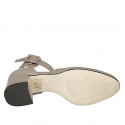 Chaussure ouverte pour femmes à bout rondu avec courroie en cuir gris talon 5 - Pointures disponibles:  31, 44