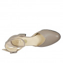 Chaussure ouverte pour femmes à bout rondu avec courroie en cuir gris talon 5 - Pointures disponibles:  44