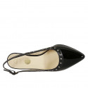 Woman's slingback pump with studs in black patent leather heel 7 - Available sizes:  31, 33, 42
