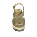 Sandale pour femmes en daim vert avec goujons et talon compensé 7 - Pointures disponibles:  43