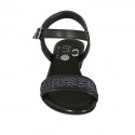 Sandale pour femmes avec courroie en cuir perforé noir talon 2 - Pointures disponibles:  33