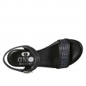 Woman's strap sandal in black pierced leather heel 2 - Available sizes:  33