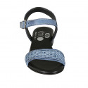 Sandalo da donna con cinturino in pelle forata azzurra tacco 2 - Misure disponibili: 42