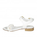 Sandale pour femmes en cuir blanc et raphia tressé blanc, platine et cuivre avec courroies et talon 2 - Pointures disponibles:  33, 43