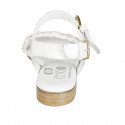 Sandale pour femmes en cuir blanc et raphia tressé blanc, platine et cuivre avec courroies et talon 2 - Pointures disponibles:  33