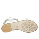Woman's straps sandal in white leather and white, platinum copper braided raffia heel 2 - Available sizes:  33, 43