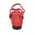 Chaussure ouverte pour femmes avec courroie et accessoire platine en cuir rouge talon 2 - Pointures disponibles:  32