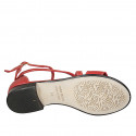 Zapato abierto con cinturon y accesorio platino para mujer en piel roja tacon 2 - Tallas disponibles:  32, 33