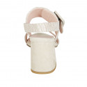 Sandale pour femmes avec boucle et elastique en cuir imprimé et daim beige talon 7 - Pointures disponibles:  32, 34, 42, 43, 45