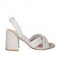Woman's sandal with elastic in dove grey leather heel 7 - Available sizes:  32, 43