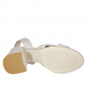 Sandale pour femmes en cuir gris tourterelle avec elastique talon 7 - Pointures disponibles:  32, 43