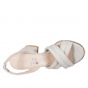 Sandale pour femmes en cuir gris tourterelle avec elastique talon 7 - Pointures disponibles:  32, 43