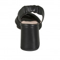 Sandale pour femmes en cuir noir avec elastique talon 7 - Pointures disponibles:  33, 34