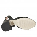 Sandalia para mujer en piel negra con elastico tacon 7 - Tallas disponibles:  33, 34