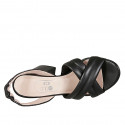 Woman's sandal with elastic in black leather heel 7 - Available sizes:  33, 34