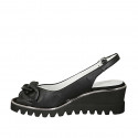 Woman's sandal with chain in black leather wedge heel 5 - Available sizes:  33
