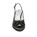 Woman's sandal with chain in black leather wedge heel 5 - Available sizes:  33