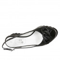 Sandalo da donna con catena in pelle nera zeppa 5 - Misure disponibili: 33