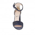 Woman's open shoe with ankle strap in blue leather heel 7 - Available sizes:  33, 42, 43, 45