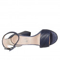 Scarpa aperta da donna con cinturino alla caviglia in pelle blu tacco 7 - Misure disponibili: 33, 42, 43, 45