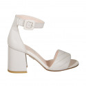 Woman's sandal in dove grey leather with ankle strap heel 7 - Available sizes:  34, 43, 44, 45