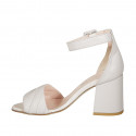 Woman's sandal in dove grey leather with ankle strap heel 7 - Available sizes:  43