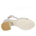 Sandalia para mujer en piel gris perla con cinturon al tobillo tacon 7 - Tallas disponibles:  34, 43, 44, 45