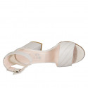 Woman's sandal in dove grey leather with ankle strap heel 7 - Available sizes:  43