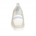 Mocassin pour femmes en cuir imprimé blanc et beige et daim bleu clair talon compensé 3 - Pointures disponibles:  42, 45