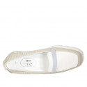 Woman's mocassin in white and beige printed leather and light blu suede wedge heel 3 - Available sizes:  42, 45