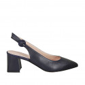 Woman's pointy slingback pump in blue leather heel 5 - Available sizes:  45