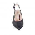 Zapato destalonado a punta para mujer en piel azul tacon 5 - Tallas disponibles:  45