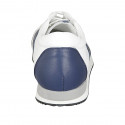 Chaussure sportif à lacets pour hommes avec semelle amovible en cuir blanc et bleu - Pointures disponibles:  38