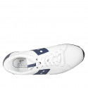 Men's laced casual shoe with removable insole in white and blue leather - Available sizes:  38