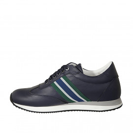 Zapato para hombre con cordones y plantilla extraible en piel ayul y tejido azul, verde y gris - Tallas disponibles:  37, 50 2