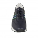 Zapato para hombre con cordones y plantilla extraible en piel ayul y tejido azul, verde y gris - Tallas disponibles:  37, 50