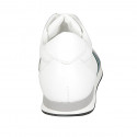 Zapato para hombre con cordones y plantilla extraible en piel blanca y tejido azul, verde y gris - Tallas disponibles:  38, 46