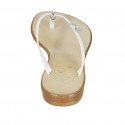 Woman's thong mules with rhinestone in white leather heel 1 - Available sizes:  42, 43
