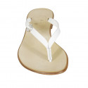 Woman's thong mules with rhinestone in white leather heel 1 - Available sizes:  42