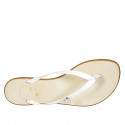 Woman's thong mules with rhinestone in white leather heel 1 - Available sizes:  42