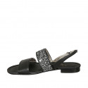 Sandale pour femmes en cuir noir avec strass talon 1 - Pointures disponibles:  33, 43, 45