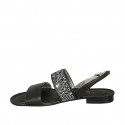 Sandalo da donna in pelle nera con strass tacco 1 - Misure disponibili: 33, 45