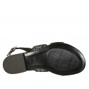 Sandale pour femmes en cuir noir avec strass talon 1 - Pointures disponibles:  33, 43, 45