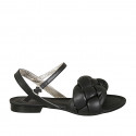 Sandale avec courroie pour femmes en cuir matelassé noir talon 1 - Pointures disponibles:  34, 43, 44