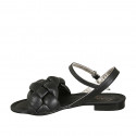 Sandale avec courroie pour femmes en cuir matelassé noir talon 1 - Pointures disponibles:  34, 43, 44
