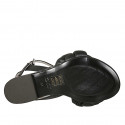 Woman's sandal with strap in black padded leather heel 1 - Available sizes:  34, 43, 44