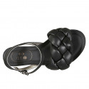 Sandalo da donna con cinturino in pelle imbottita nera tacco 1 - Misure disponibili: 34, 43, 44